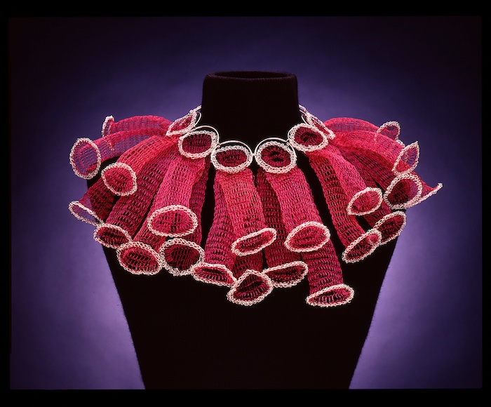 AFisch_Necklace_PinkAndSilverCircles_Worn