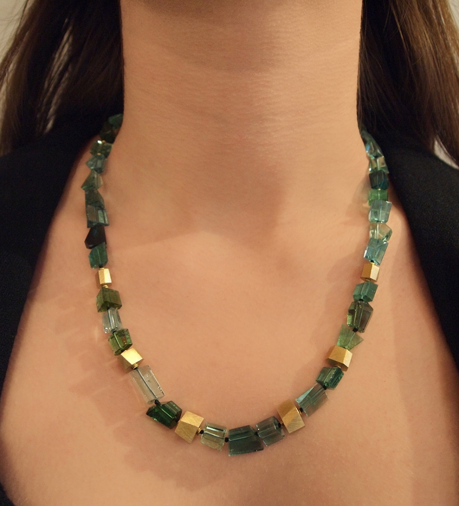 ONeillL_Necklace_GreenBlueTourmalinesWithSix18KYellowTwistNuggetSections_Worn_w.jpg ONeillL_Necklace_GreenBlueTourmalinesWithSix18KYellowTwistNuggetSections_Worn_w.jpg