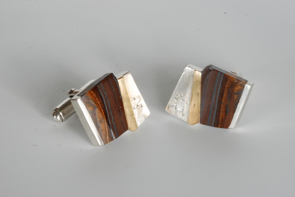 25_Cuff links-Silver Gold Jasper_M.Spreng
