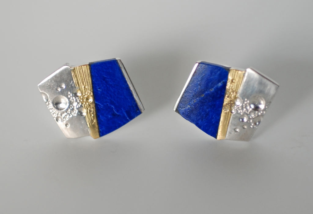 26_Cuff links-Silver Gold Lapis_M.Spreng